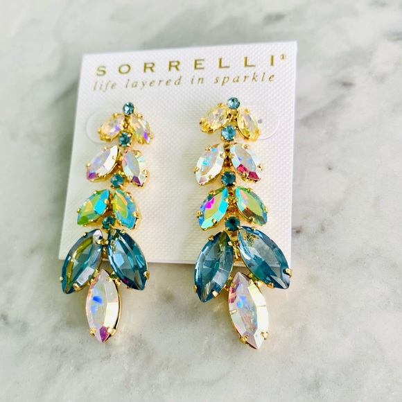Sorrelli Repeating Navette Dangle Earrings Blue Green Multi NWT - Picture 8 of 16